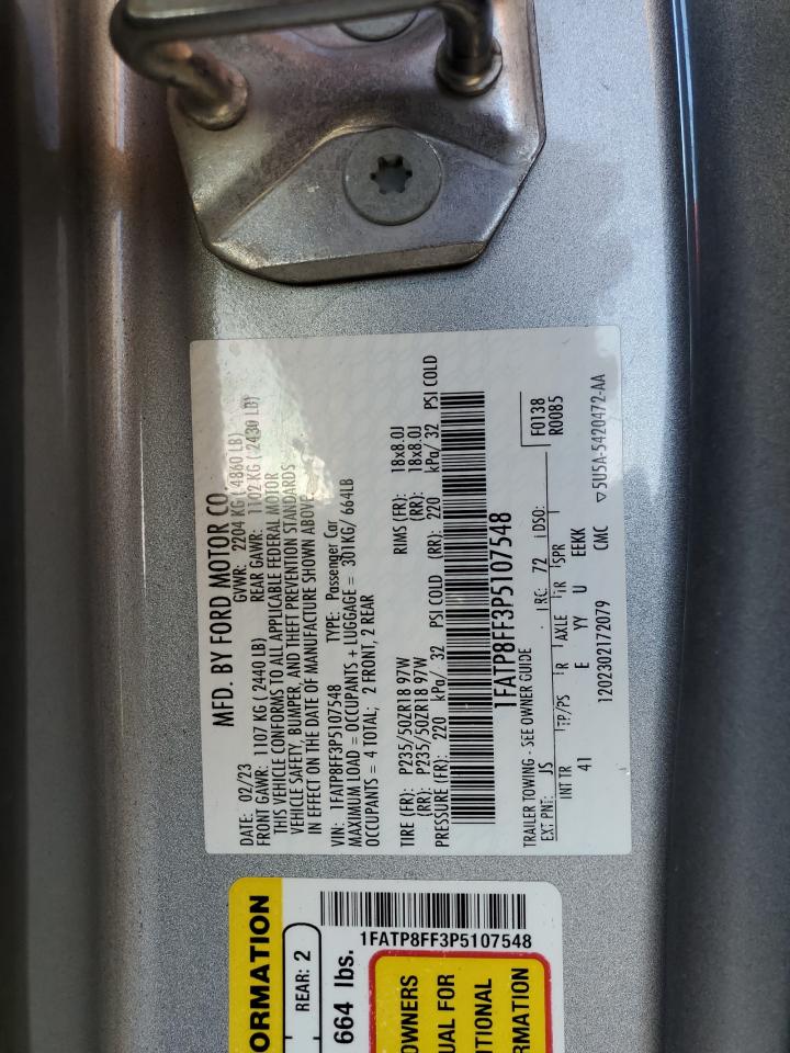 2023 Ford Mustang Gt VIN: 1FATP8FF3P5107548 Lot: 71501095