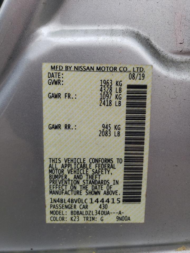 2020 Nissan Altima S VIN: 1N4BL4BV0LC144415 Lot: 81003015