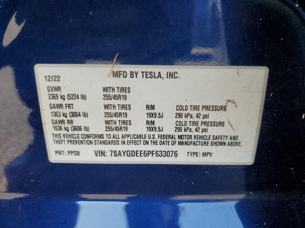 2023 Tesla Model Y VIN: 7SAYGDEE6PF633076 Lot: 81225815