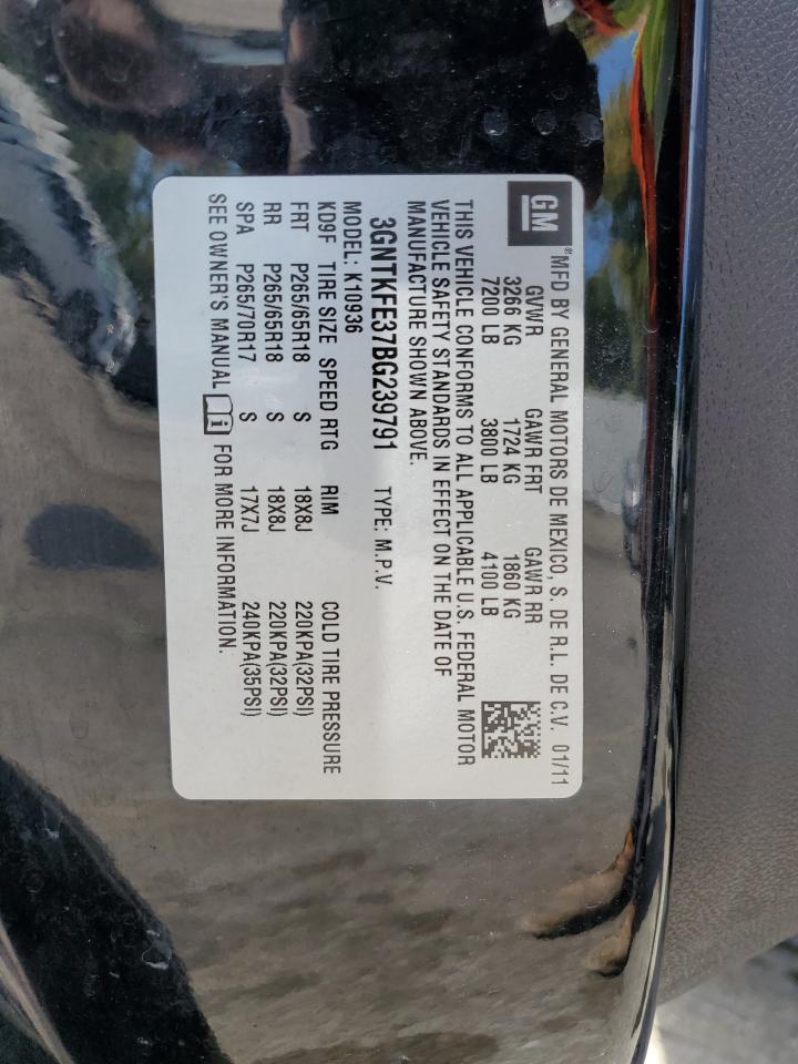 2011 Chevrolet Avalanche Lt VIN: 3GNTKFE37BG239791 Lot: 84443825