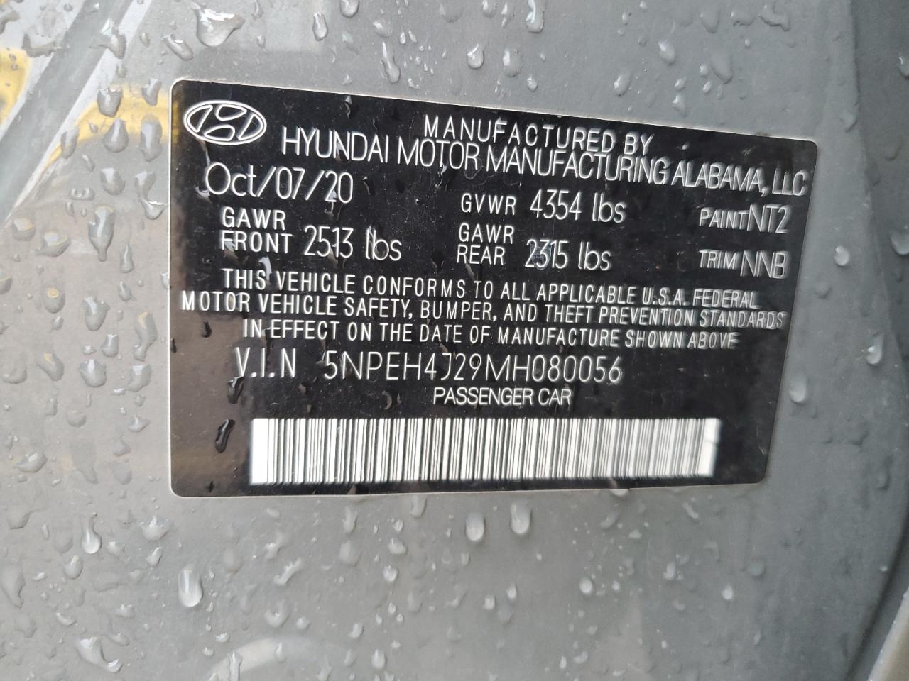 2021 Hyundai Sonata Limited VIN: 5NPEH4J29MH080056 Lot: 81380865