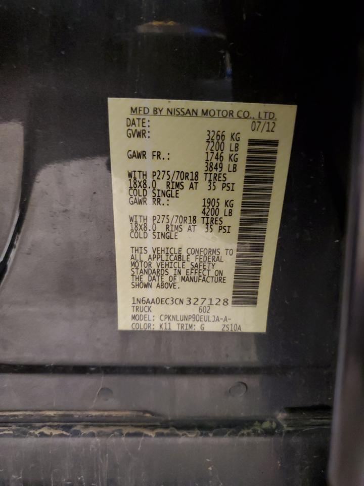 2012 Nissan Titan S VIN: 1N6AA0EC3CN327128 Lot: 80271825