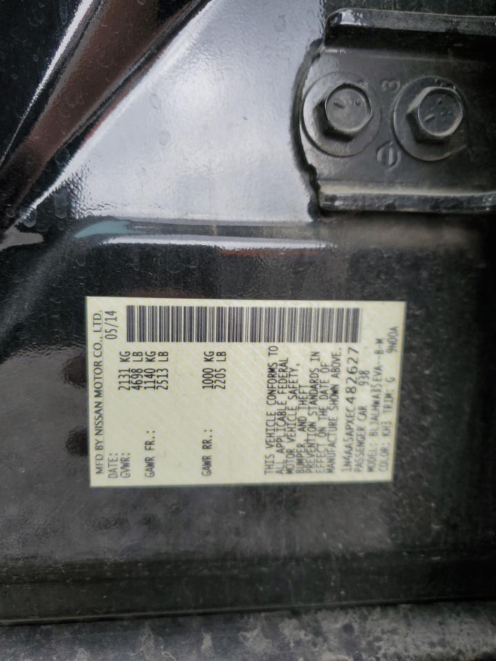 2014 Nissan Maxima S VIN: 1N4AA5APXEC482627 Lot: 81618445