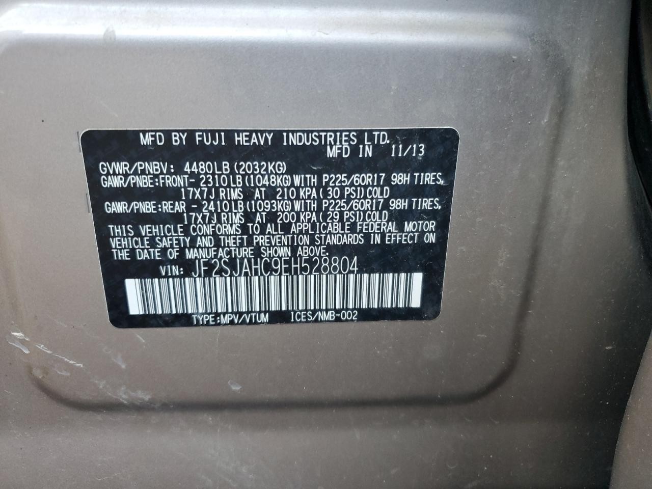 2014 Subaru Forester 2.5I Limited VIN: JF2SJAHC9EH528804 Lot: 80702215