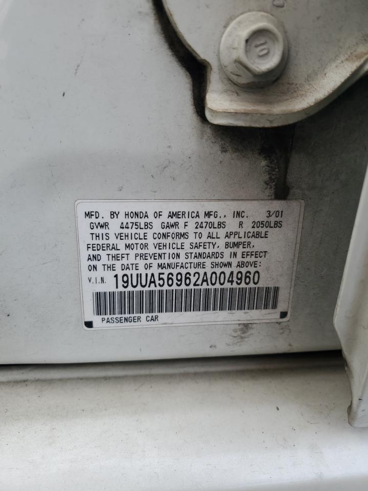 2002 Acura 3.2Tl Type-S VIN: 19UUA56962A004960 Lot: 81474995