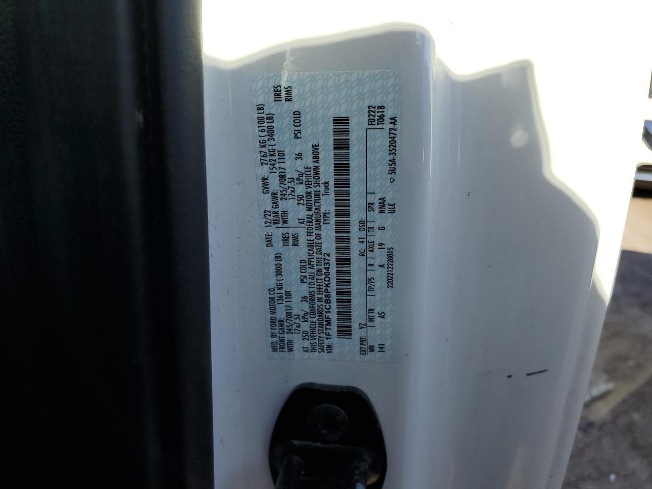 2023 Ford F150 VIN: 1FTMF1CB8PKD04372 Lot: 84635515