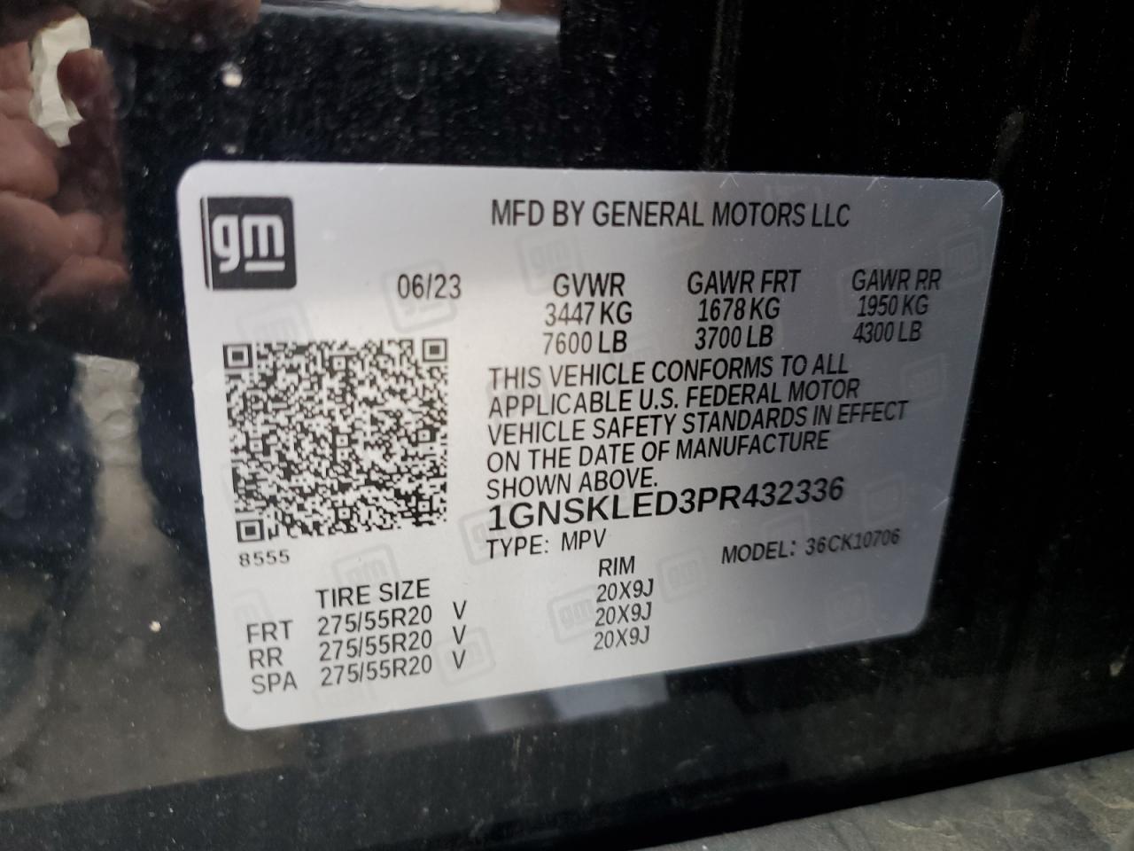 2023 Chevrolet Tahoe K1500 VIN: 1GNSKLED3PR432336 Lot: 81117905