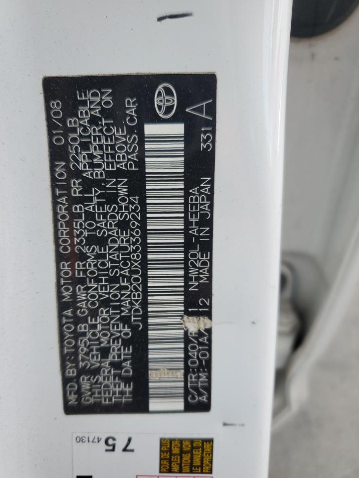 2008 Toyota Prius VIN: JTDKB20UX83369234 Lot: 81337045