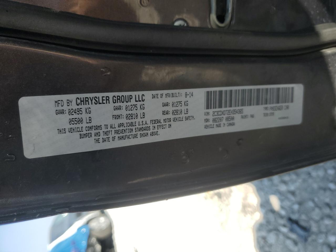 2014 Dodge Charger R/T VIN: 2C3CDXDT2EH354365 Lot: 81092535