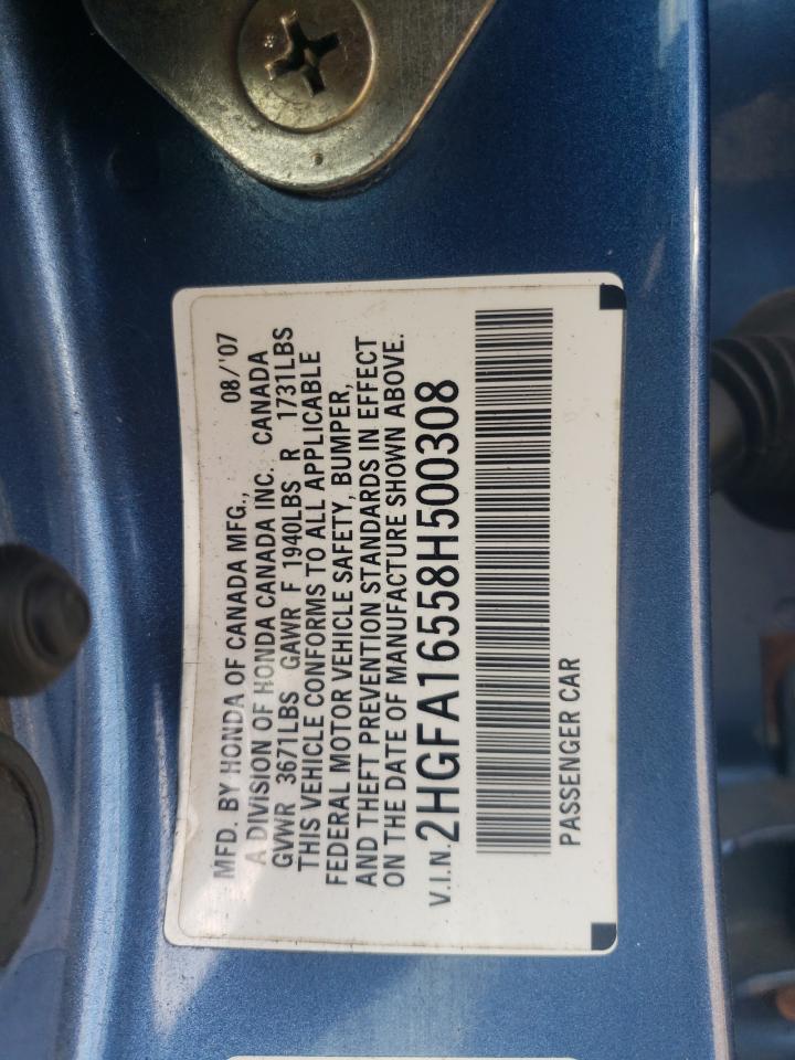 2008 Honda Civic Lx VIN: 2HGFA16558H500308 Lot: 81742315