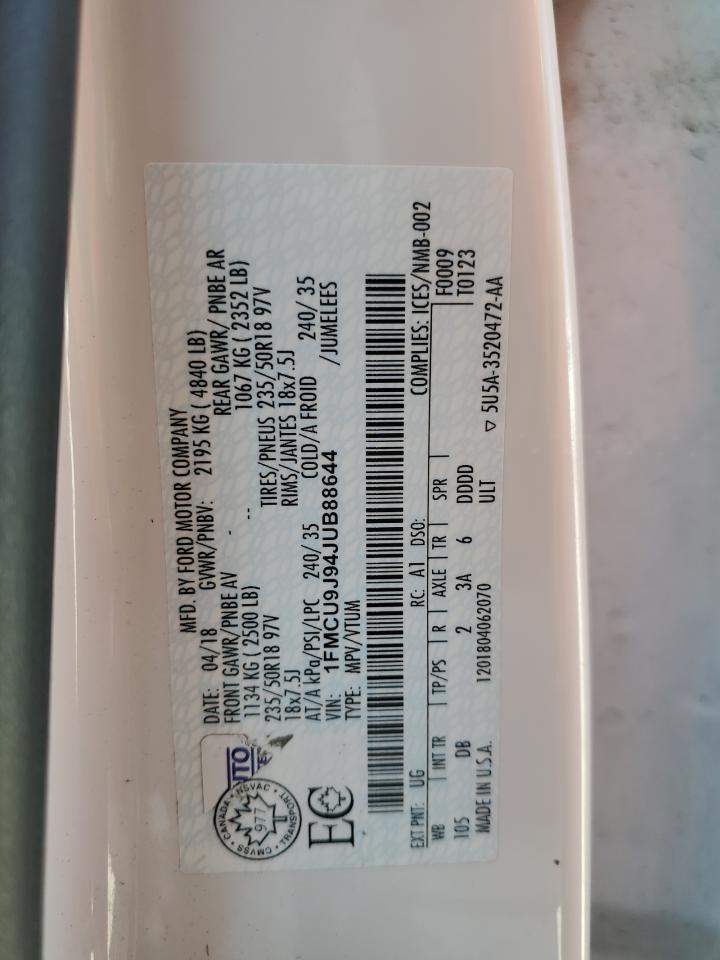 2018 Ford Escape Titanium VIN: 1FMCU9J94JUB88644 Lot: 80242115