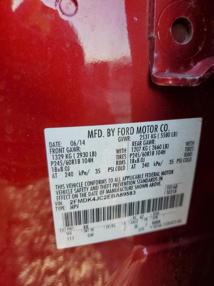 2014 Ford Edge Sel VIN: 2FMDK4JC2EBA89583 Lot: 71627055