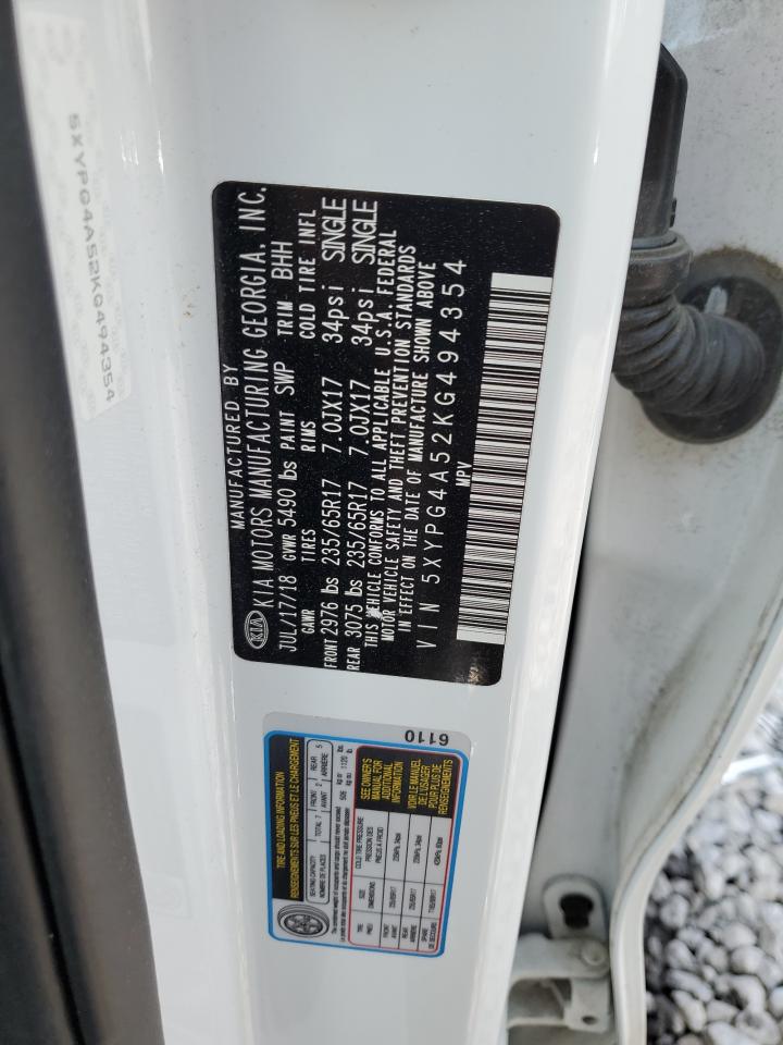 2019 Kia Sorento Lx VIN: 5XYPG4A52KG494354 Lot: 81066175