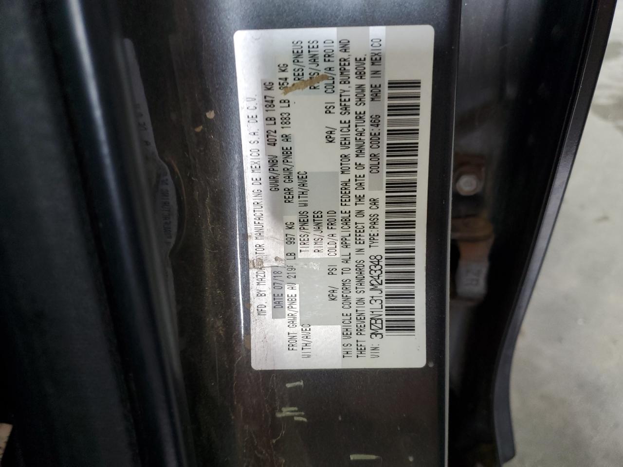 2018 Mazda 3 Touring VIN: 3MZBN1L31JM243348 Lot: 81070095