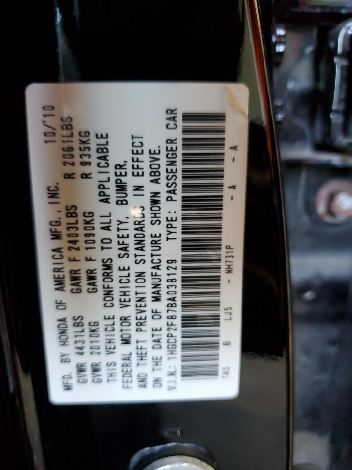 2011 Honda Accord Exl VIN: 1HGCP2F87BA038129 Lot: 71180615