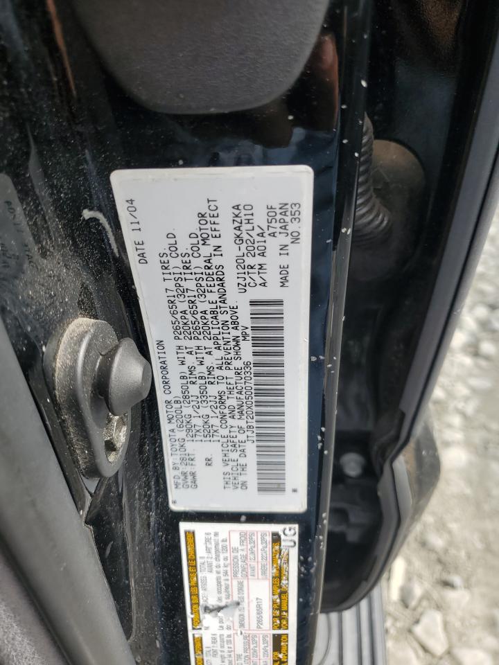 2005 Lexus Gx 470 VIN: JTJBT20X050070336 Lot: 84648655