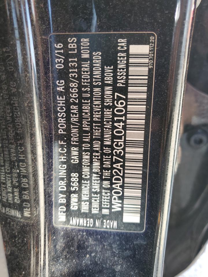 2016 Porsche Panamera Se Hybrid VIN: WP0AD2A73GL041067 Lot: 81822615