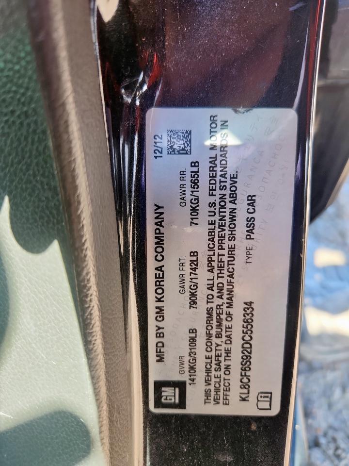 2013 Chevrolet Spark 2Lt VIN: KL8CF6S92DC556334 Lot: 71044275