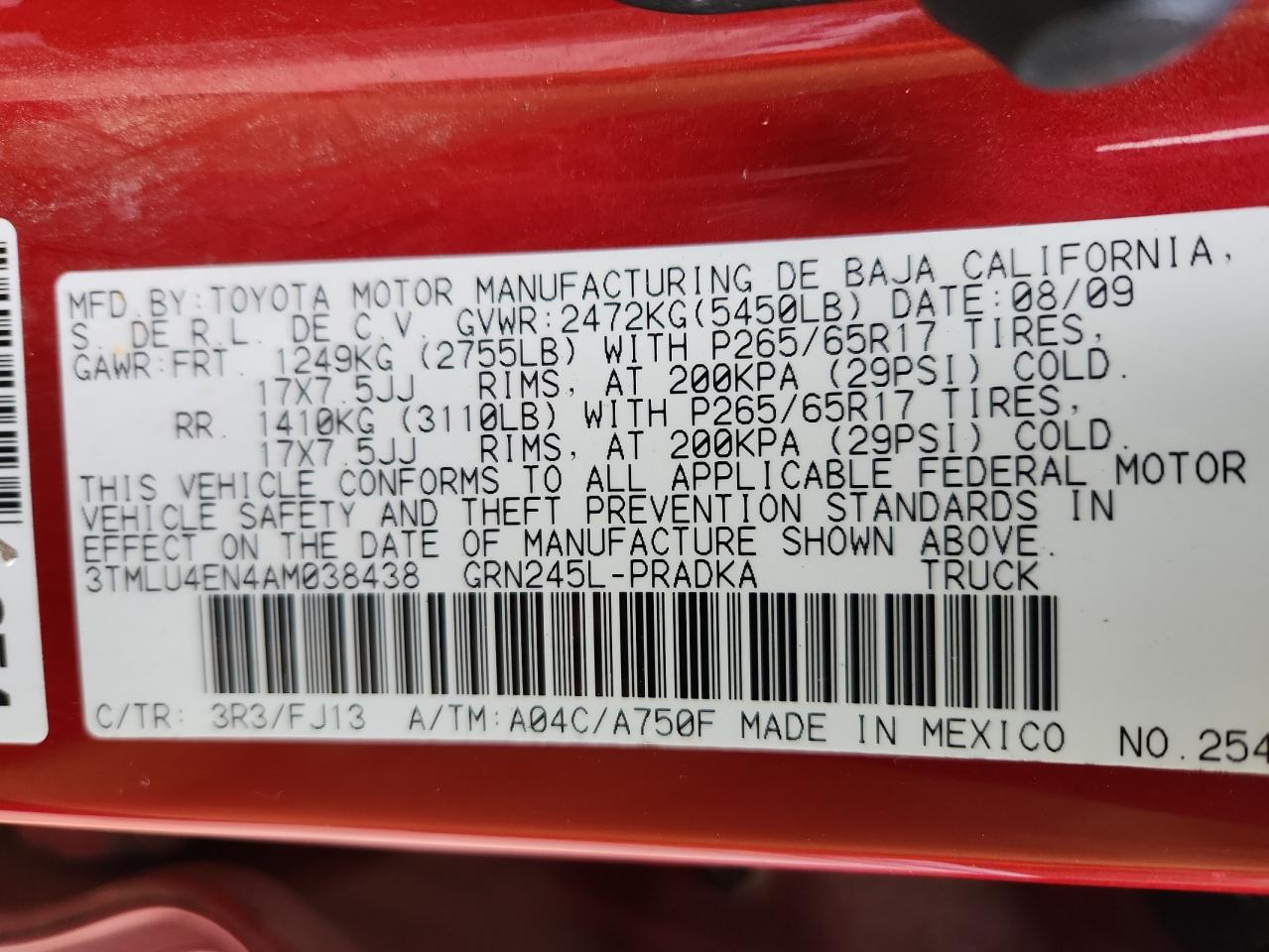 2010 Toyota Tacoma Double Cab VIN: 3TMLU4EN4AM038438 Lot: 82049795