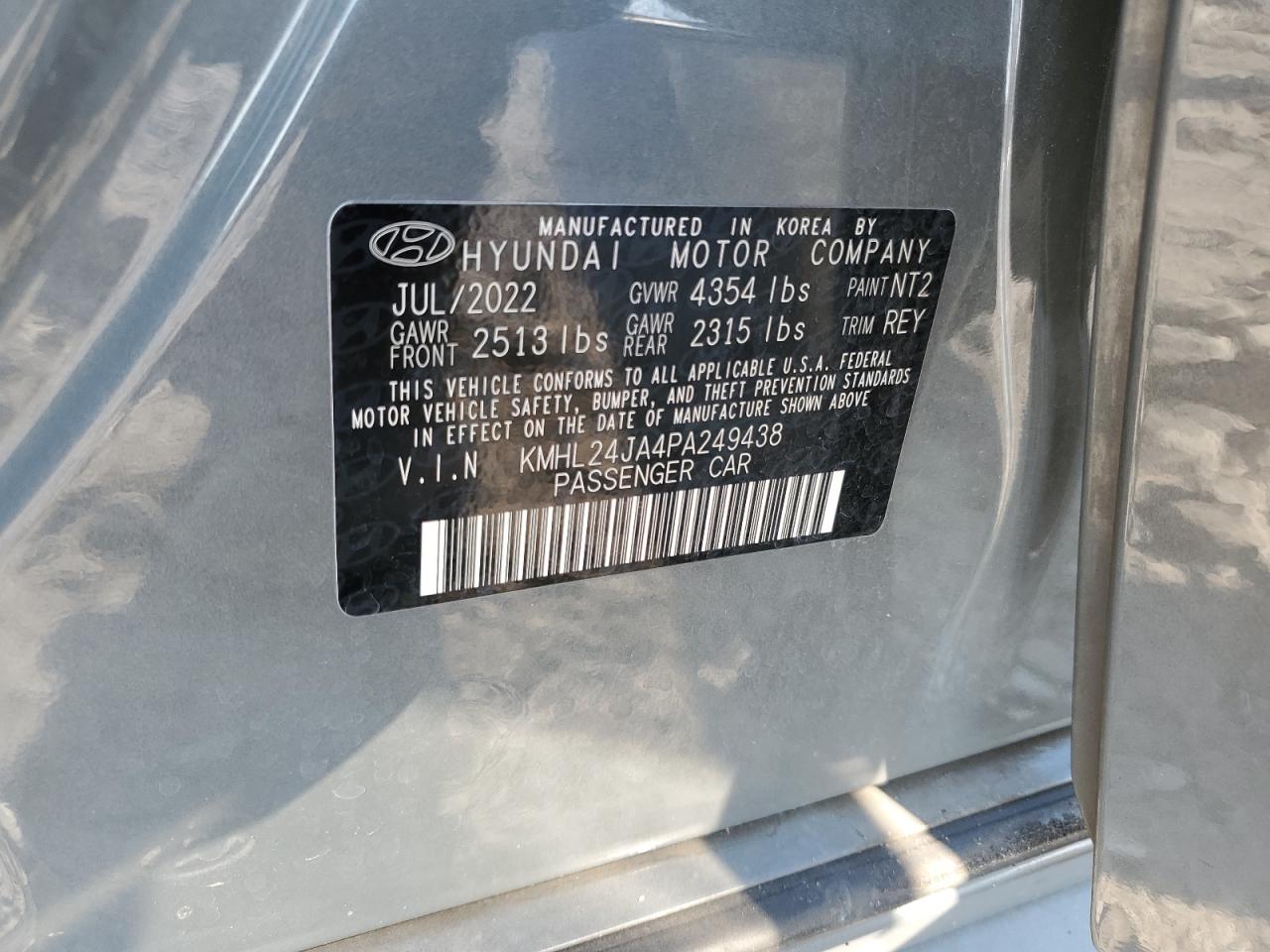 2023 Hyundai Sonata Se VIN: KMHL24JA4PA249438 Lot: 81125365