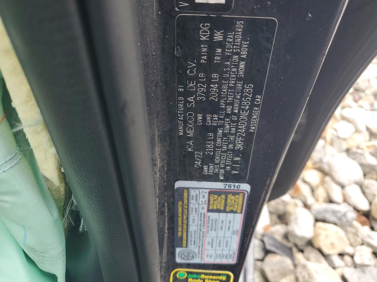 2022 Kia Forte Fe VIN: 3KPF24AD0NE486286 Lot: 84052285