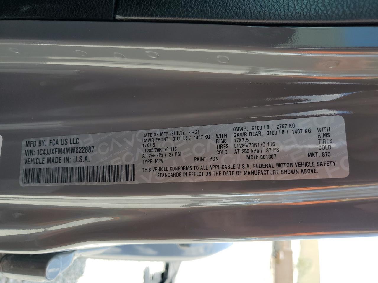 2021 Jeep Wrangler Unlimited Rubicon VIN: 1C4JJXFM4MW822887 Lot: 81041205