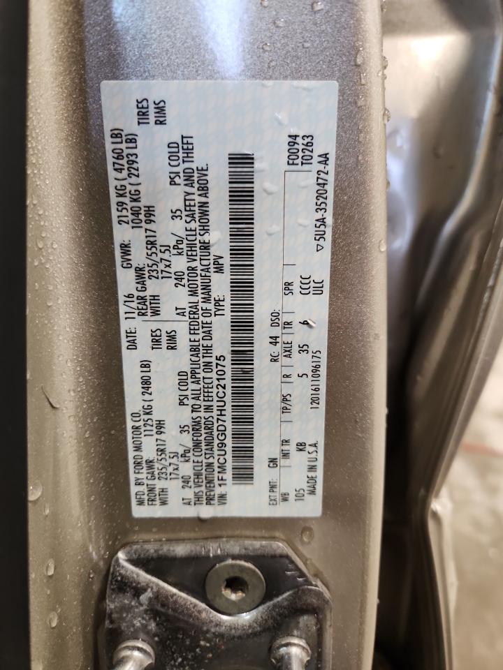 2017 Ford Escape Se VIN: 1FMCU9GD7HUC21075 Lot: 82115645