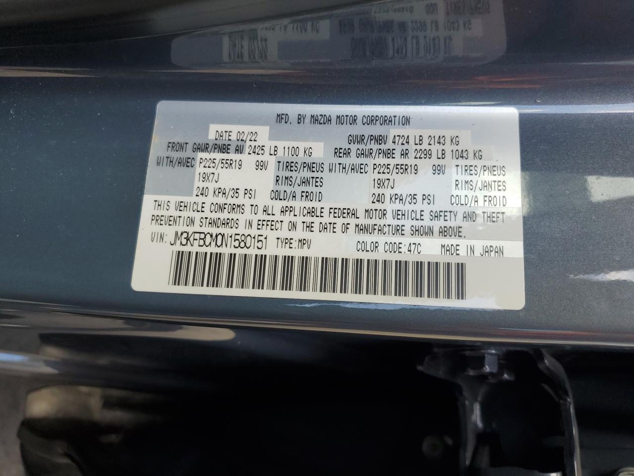 2022 Mazda Cx-5 Preferred VIN: JM3KFBCM0N1580151 Lot: 67568535