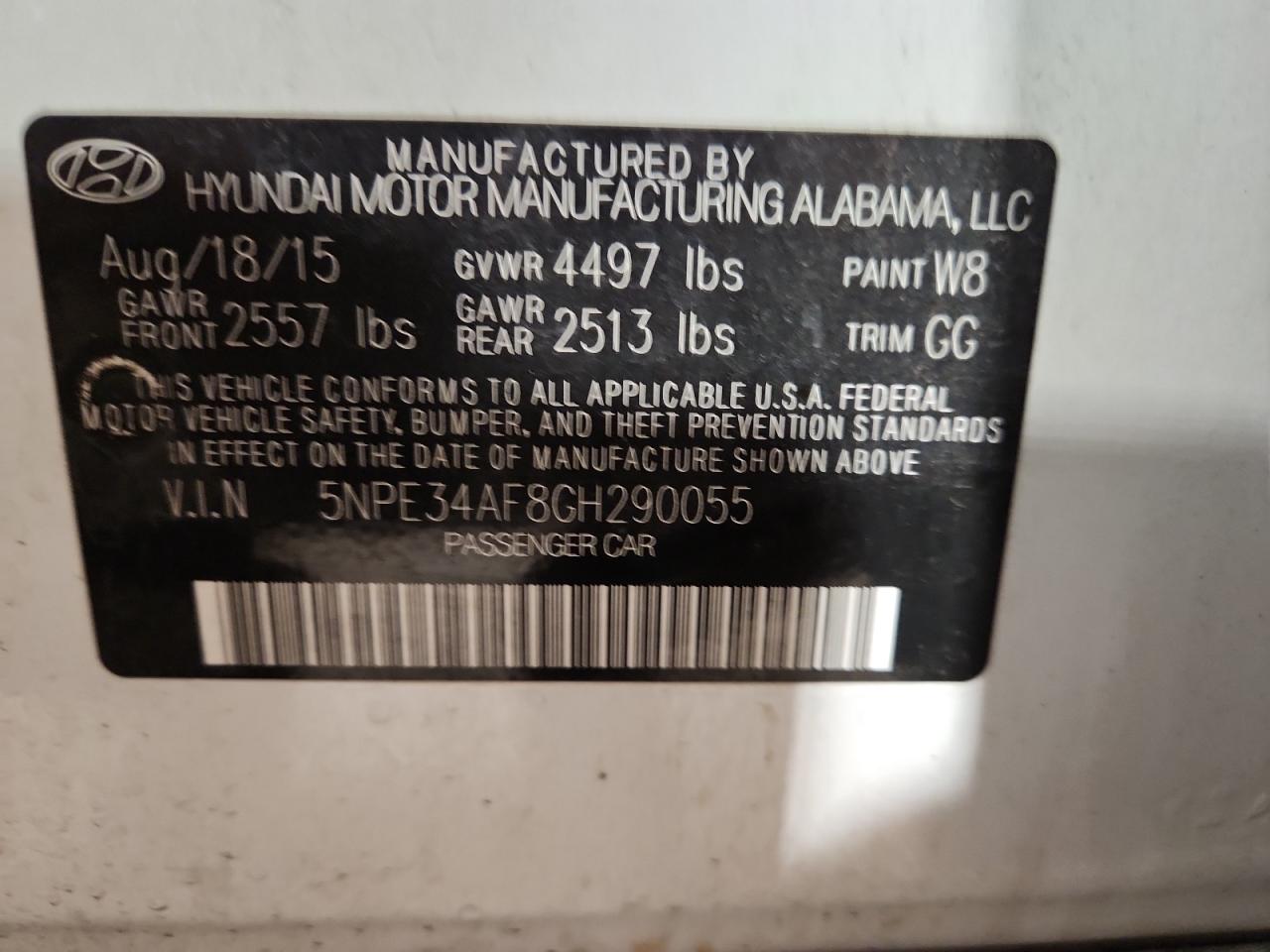 2016 Hyundai Sonata Sport VIN: 5NPE34AF8GH290055 Lot: 71832775