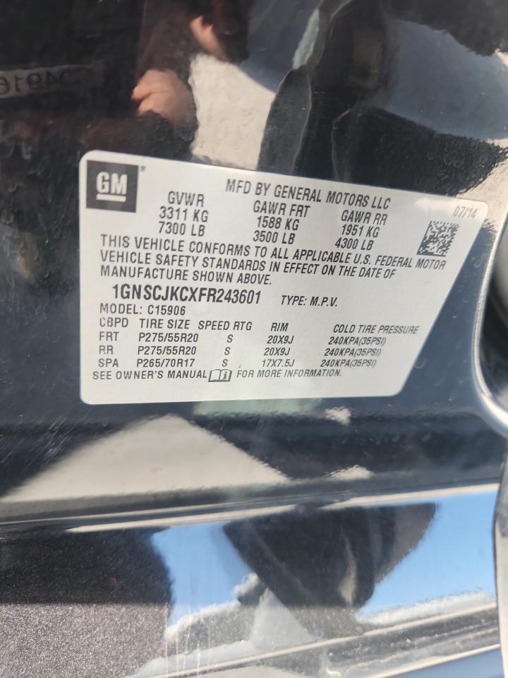 2015 Chevrolet Suburban C1500 Lt VIN: 1GNSCJKCXFR243601 Lot: 81587885