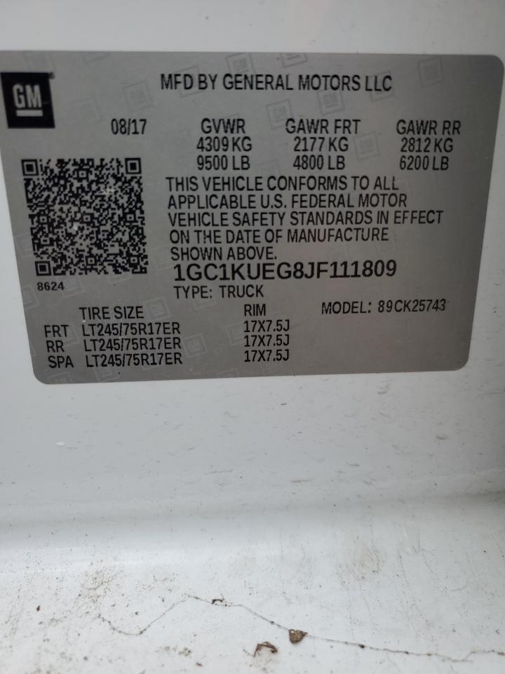 2018 Chevrolet Silverado K2500 Heavy Duty VIN: 1GC1KUEG8JF111809 Lot: 71122155