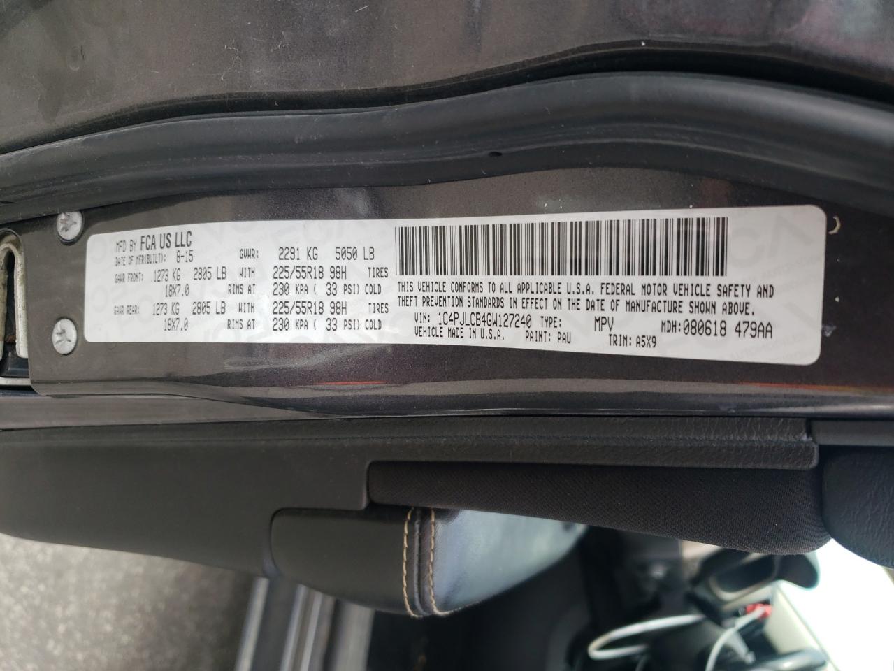 2016 Jeep Cherokee Latitude VIN: 1C4PJLCB4GW127240 Lot: 80836055