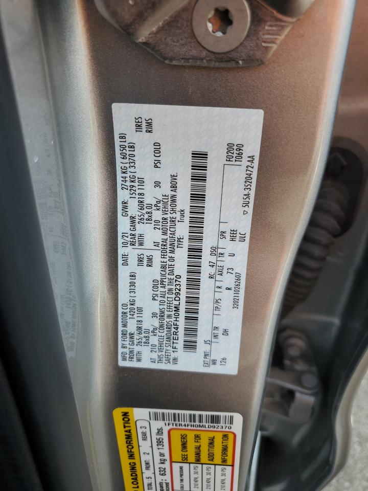 2021 Ford Ranger Xl VIN: 1FTER4FH0MLD92370 Lot: 80817835