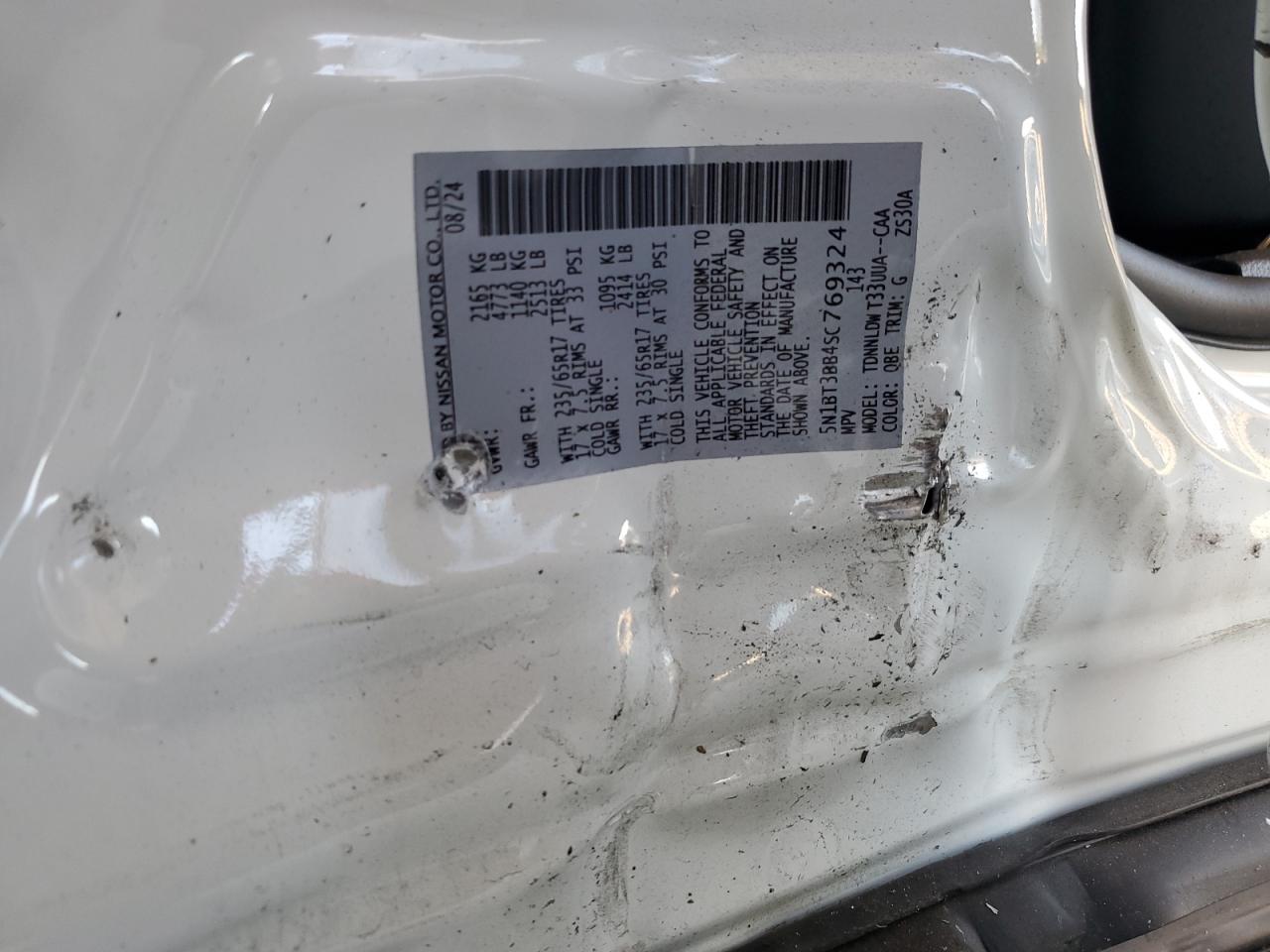 2025 Nissan Rogue Sv VIN: 5N1BT3BB4SC769324 Lot: 84375715