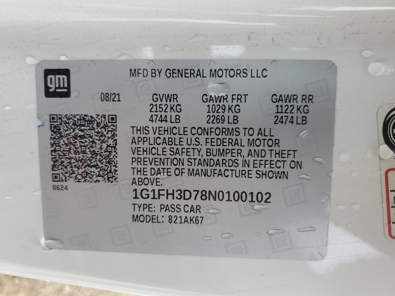 2022 Chevrolet Camaro Ss VIN: 1G1FH3D78N0100102 Lot: 71083405