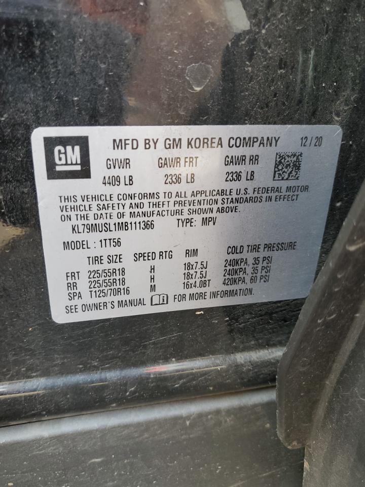 2021 Chevrolet Trailblazer Rs VIN: KL79MUSL1MB111366 Lot: 83977845