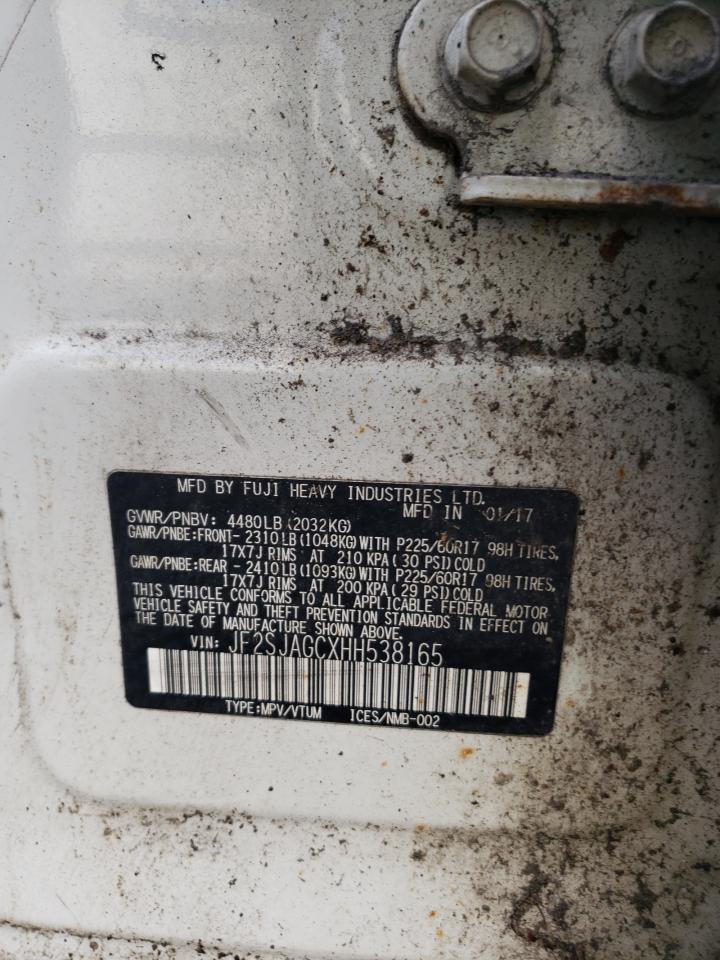 2017 Subaru Forester 2.5I Premium VIN: JF2SJAGCXHH538165 Lot: 72028495