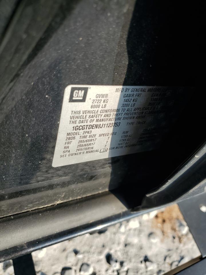 2018 Chevrolet Colorado Z71 VIN: 1GCGTDEN8J1123753 Lot: 81324545