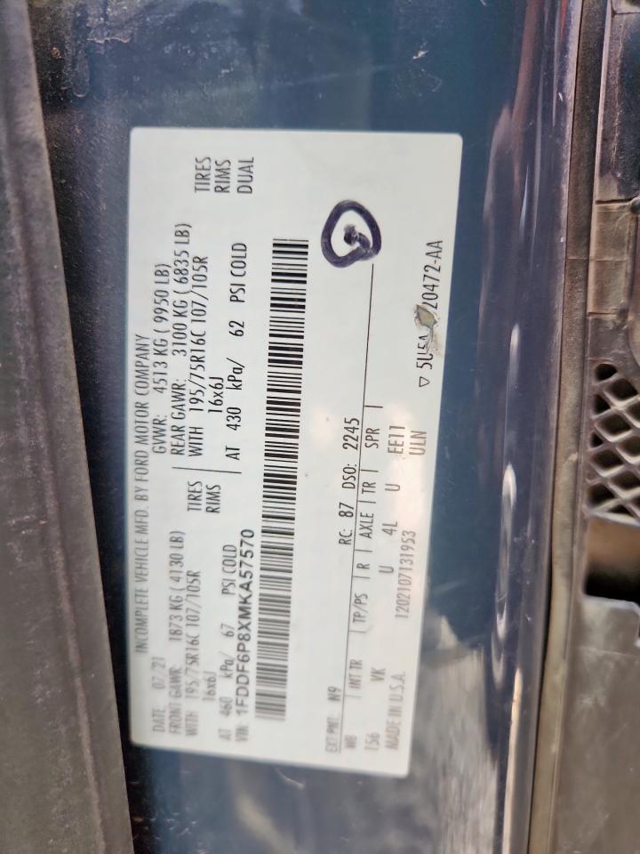 2021 Ford Transit T-350 Hd VIN: 1FDDF6P8XMKA57570 Lot: 70390825