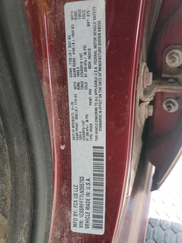 2020 Ram 1500 Big Horn/Lone Star VIN: 1C6SRFFT7LN355703 Lot: 84248905