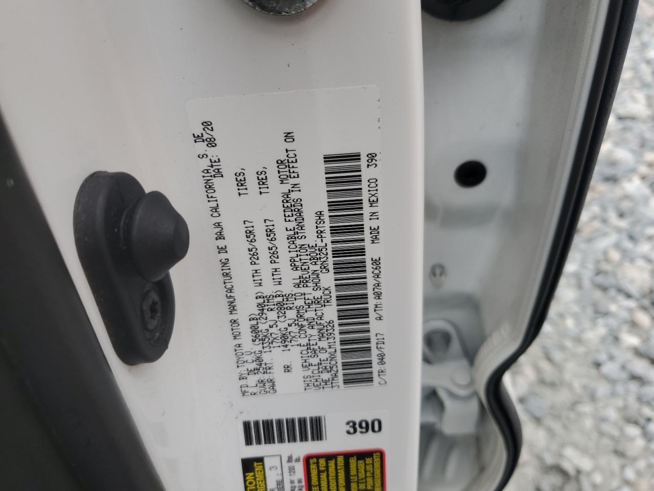 2020 Toyota Tacoma Double Cab VIN: 3TMAZ5CNXLM139326 Lot: 84818345