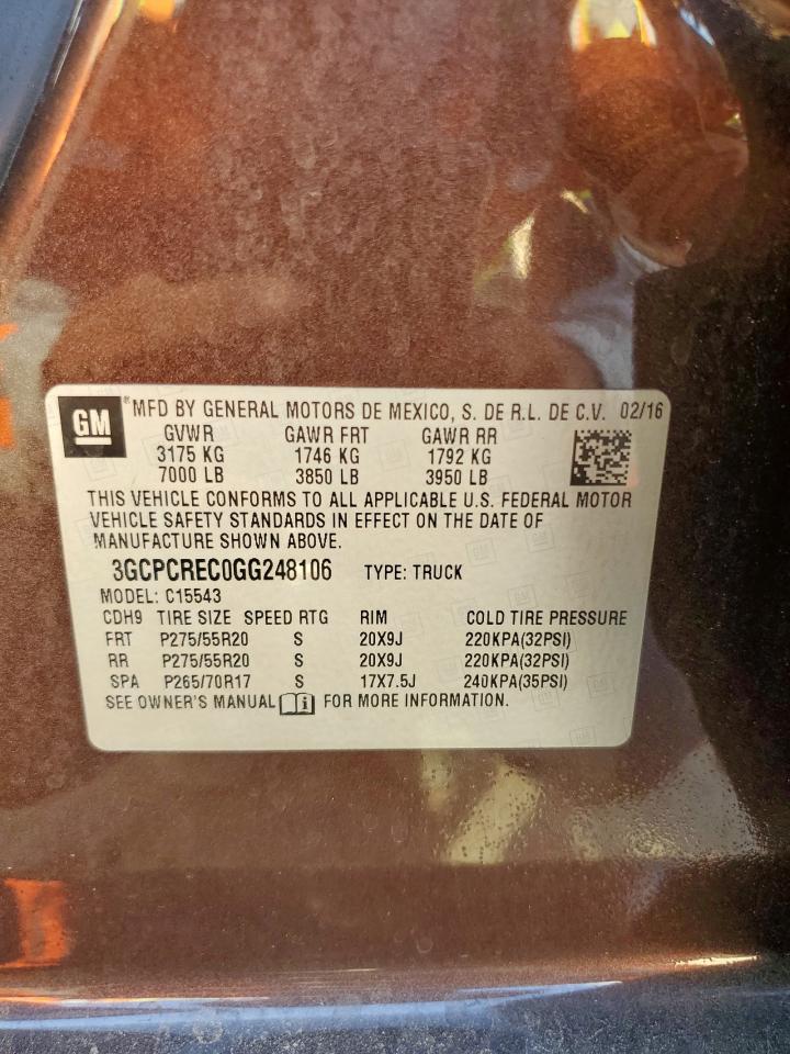 2016 Chevrolet Silverado C1500 Lt VIN: 3GCPCREC0GG248106 Lot: 81681365