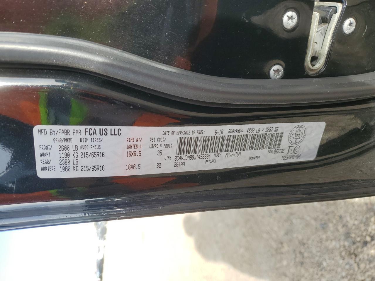 2018 Jeep Compass Sport VIN: 3C4NJDAB9JT456304 Lot: 84272755