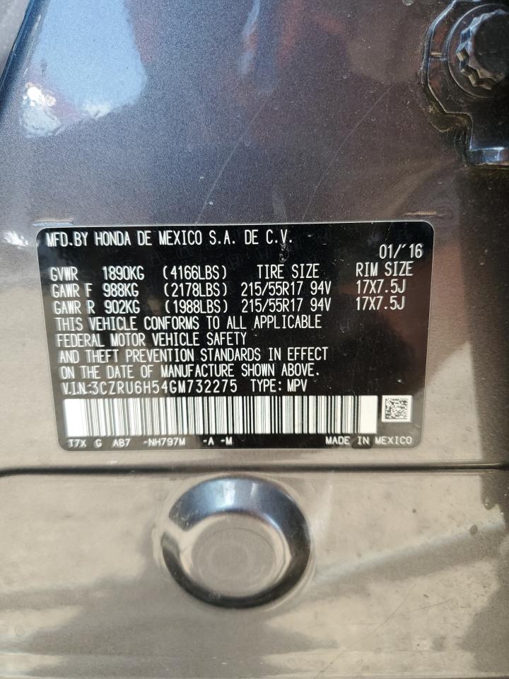 2016 Honda Hr-V Ex VIN: 3CZRU6H54GM732275 Lot: 70536825