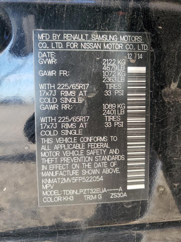 2015 Nissan Rogue S VIN: KNMAT2MV5FP522054 Lot: 84639165