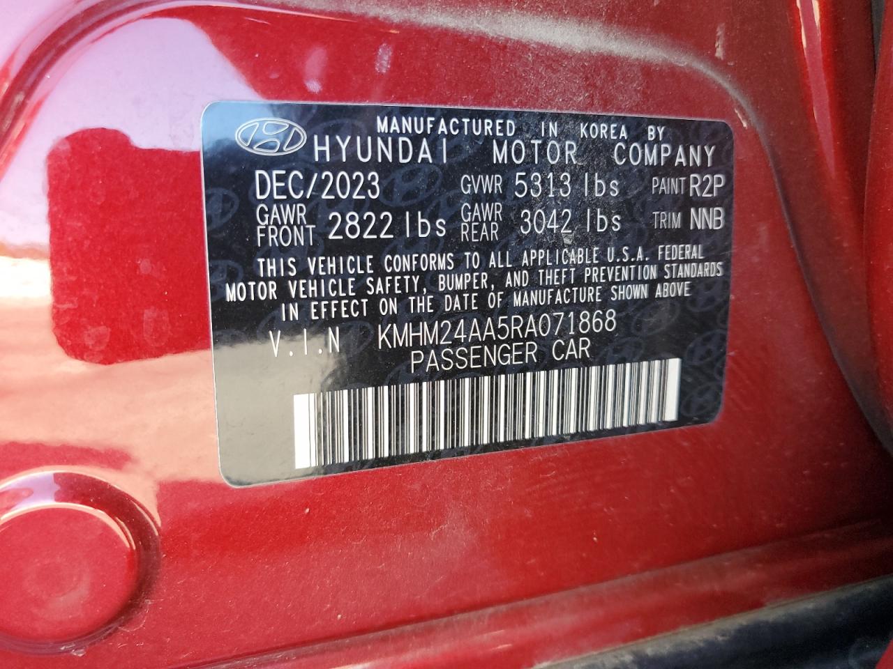 2024 Hyundai Ioniq 6 Se VIN: KMHM24AA5RA071868 Lot: 80259125