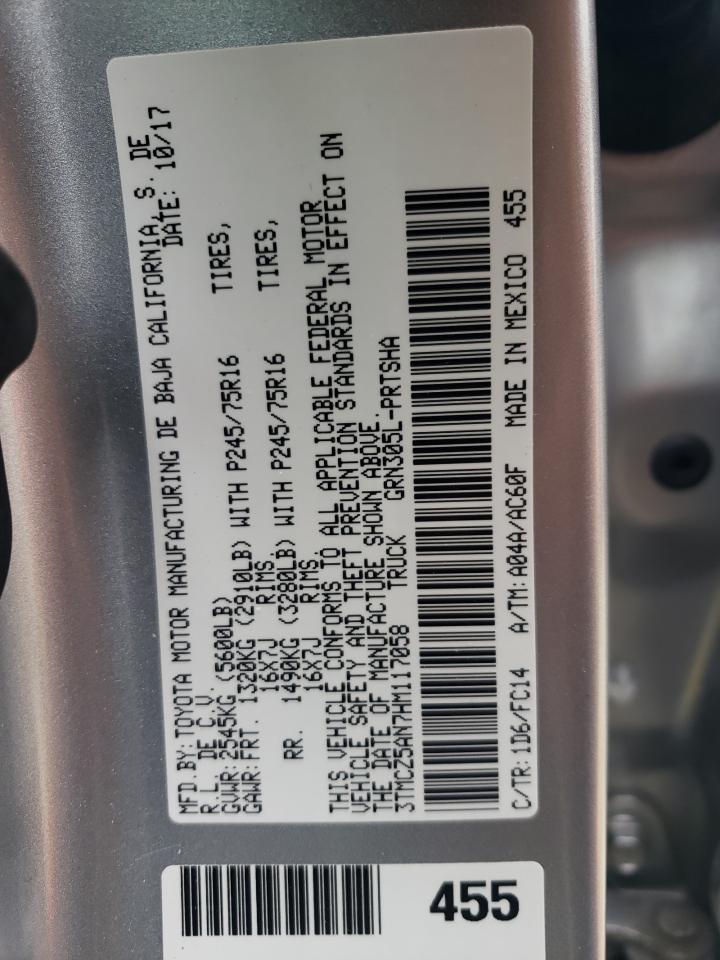 2017 Toyota Tacoma Double Cab VIN: 3TMCZ5AN7HM117058 Lot: 83924325