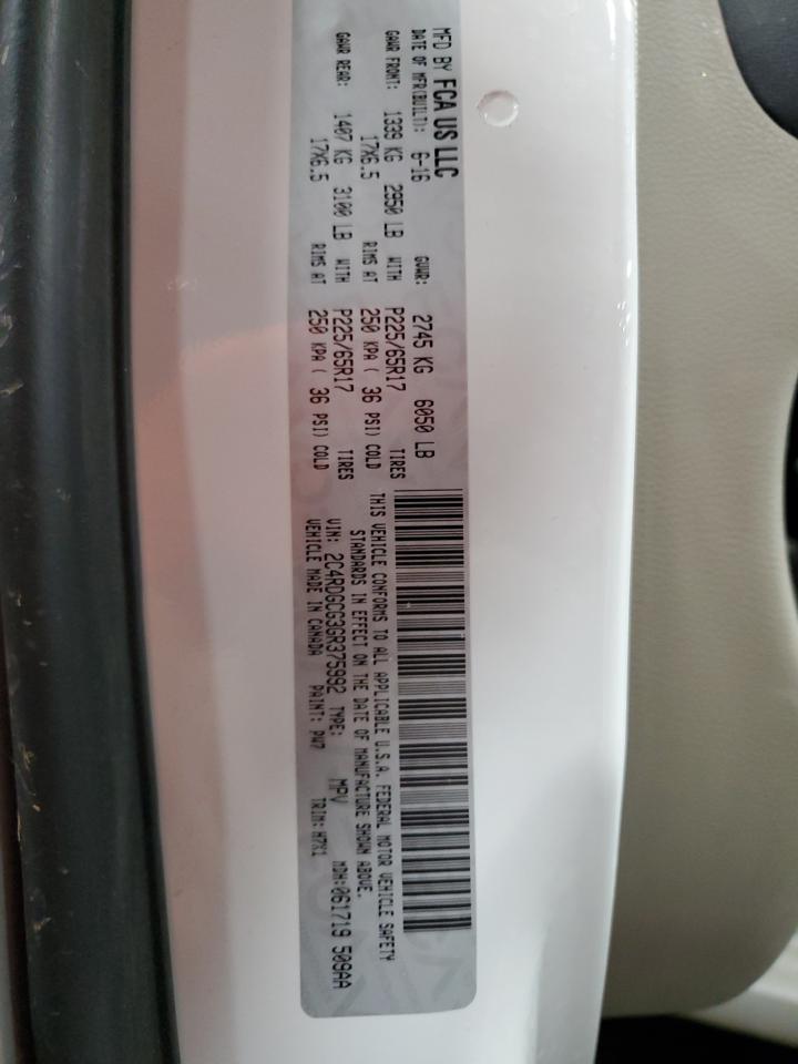 2016 Dodge Grand Caravan Sxt VIN: 2C4RDGCG3GR375992 Lot: 70830925