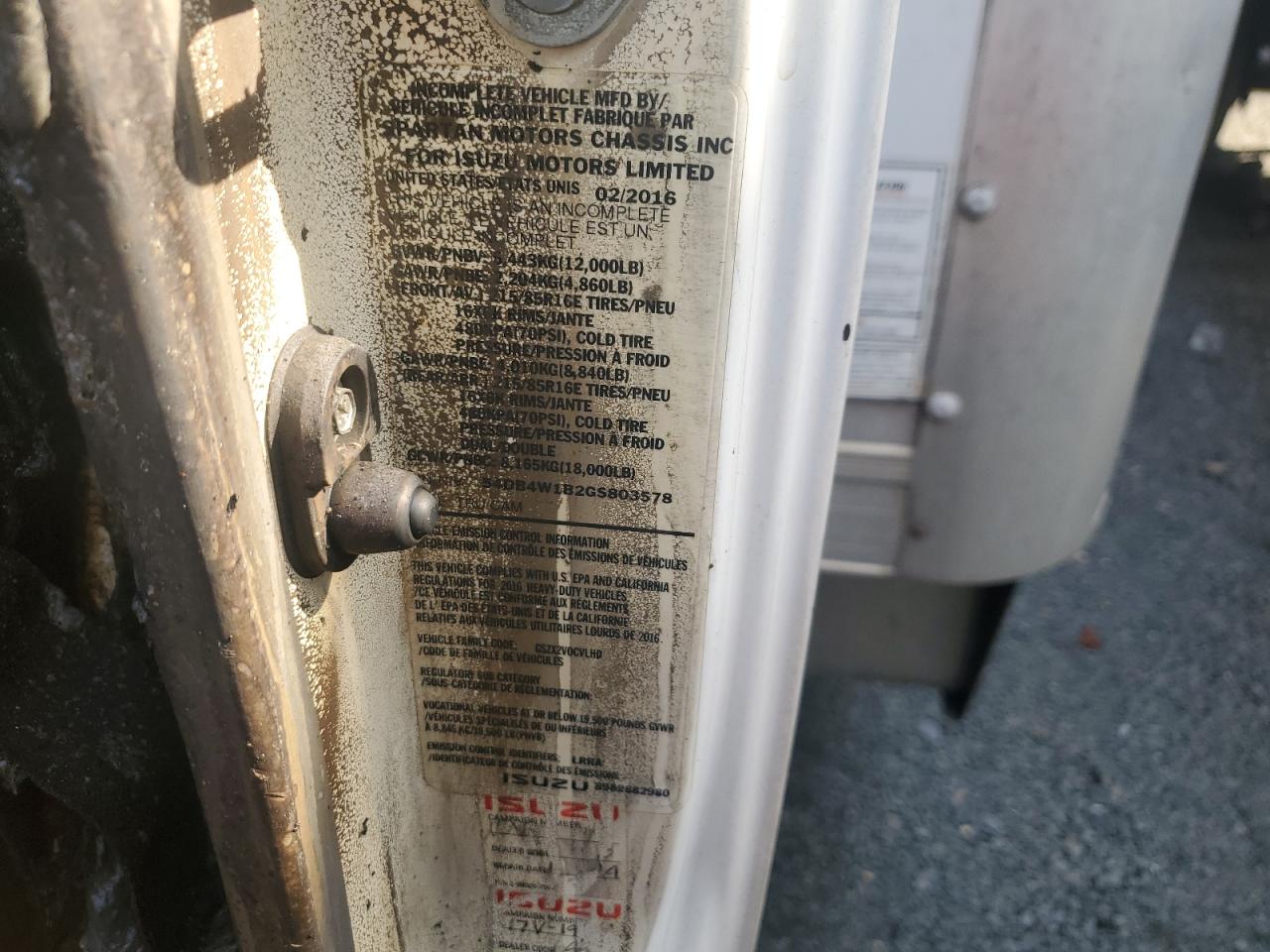 2016 Isuzu Npr VIN: 54DB4W1B2GS803578 Lot: 80737825