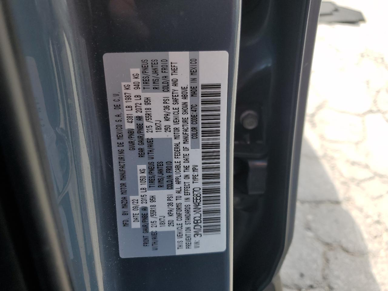 2022 Mazda Cx-30 Preferred VIN: 3MVDMBCLXNM455870 Lot: 70915185